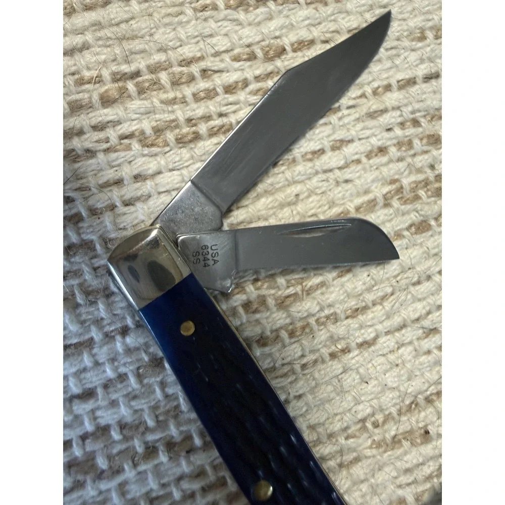 2024 Case XX USA 7 Dot Limited Blue Corn Cob Bone 3 Blade Knife 6344 SS MINT H2